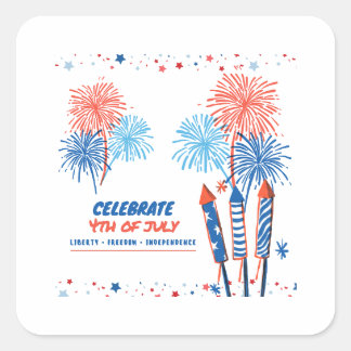 4th of july  square sticker