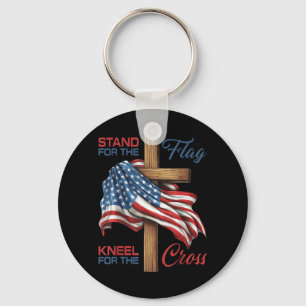 4th of July Stand for The Flag Kneel for The Cross Key Ring