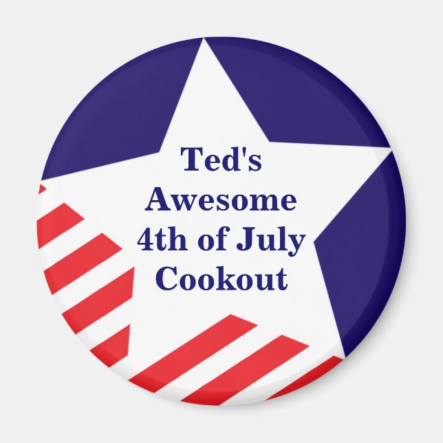 4th of July star stripe red white blue magnet (Front)
