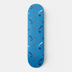 4th Of July Stars and Fireworks Pattern Skateboard