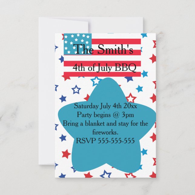 4th of July Stars and Flag Invitation (Front)
