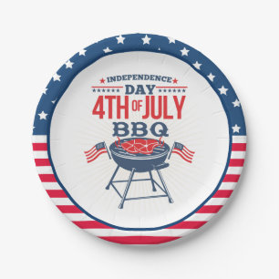 4TH of July Stars and Stripes BBQ Paper Plate