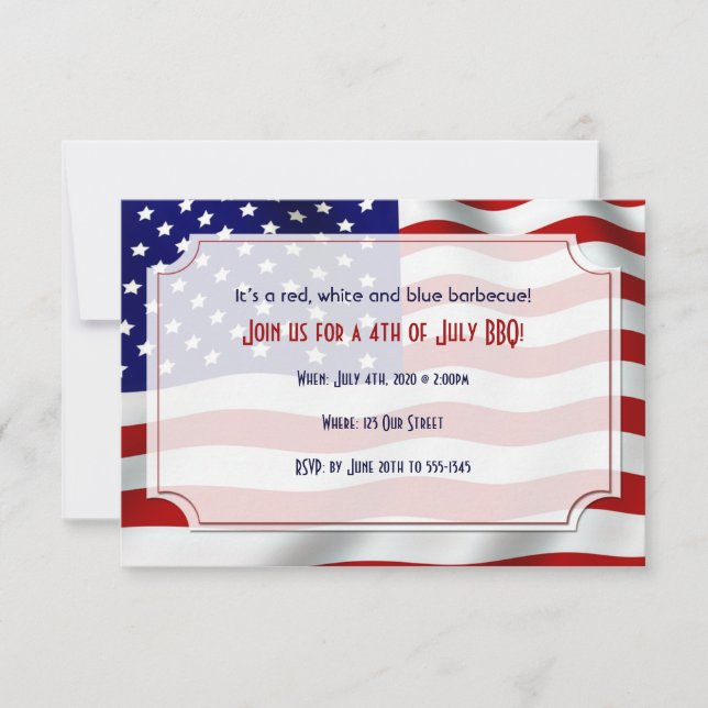 4th of July Stars and Stripes Forever Flag Invitation (Front)