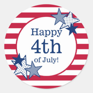 4th of July Stars and Stripes Modern Patriotic Classic Round Sticker