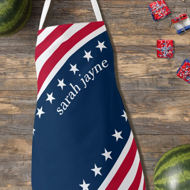 4th of July Stars and Stripes Patriotic Apron (Red, White and Blue! A patriotic kitchen apron just for you)
