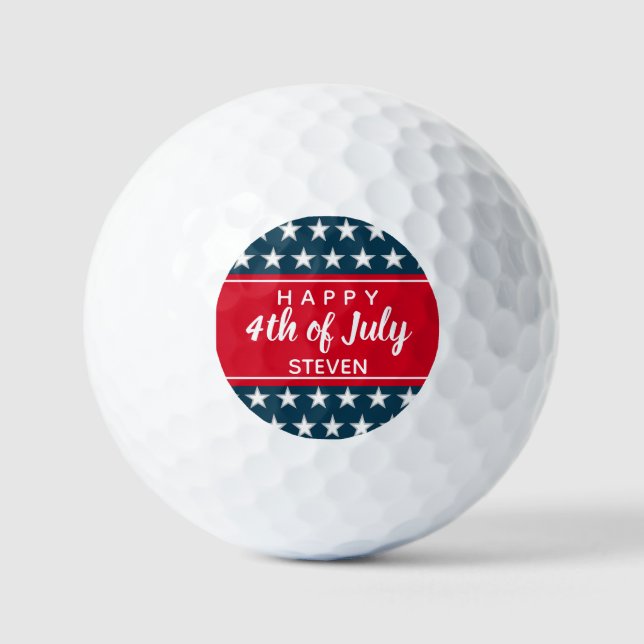 4th of July Stars And Stripes Personalized Golf Balls (Front)
