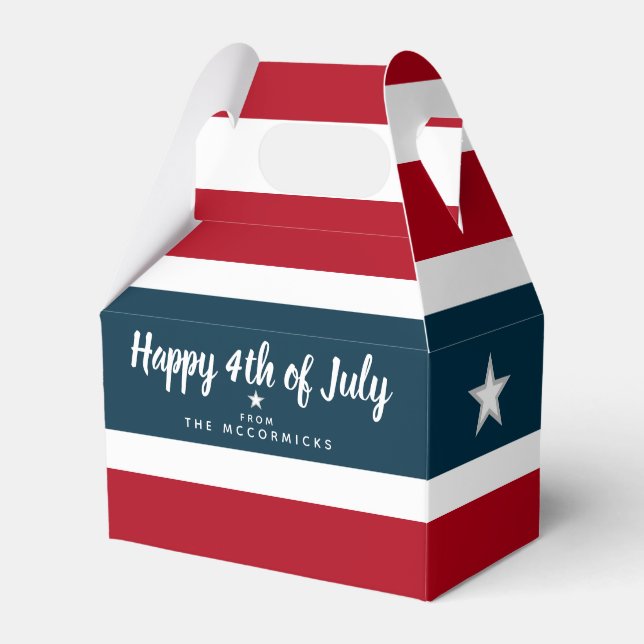 4th of July Stars And Stripes Red White Blue Party Favour Box (Front Side)