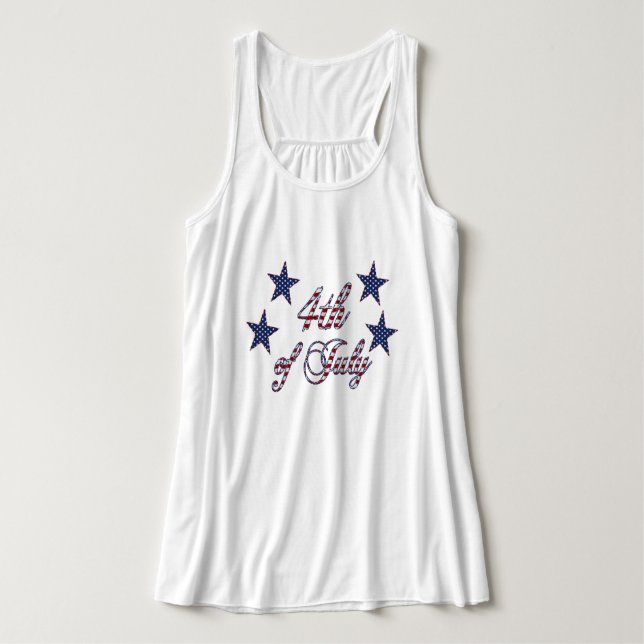 4th of July Stars and Stripes Typography Singlet (Design Front)