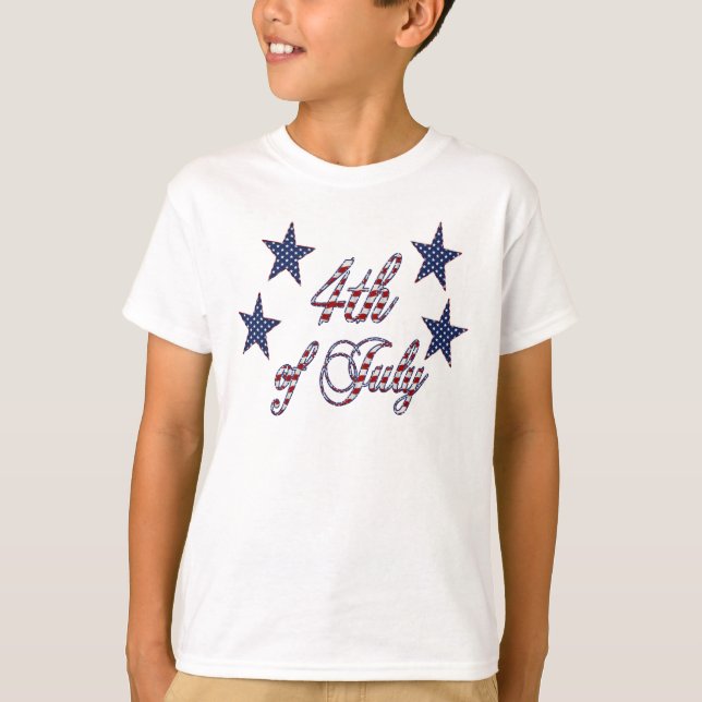 4th of July Stars and Stripes Typography T-Shirt (Front)