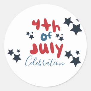  4th of July Stars BBQ  Bubble Letter  Classic Round Sticker