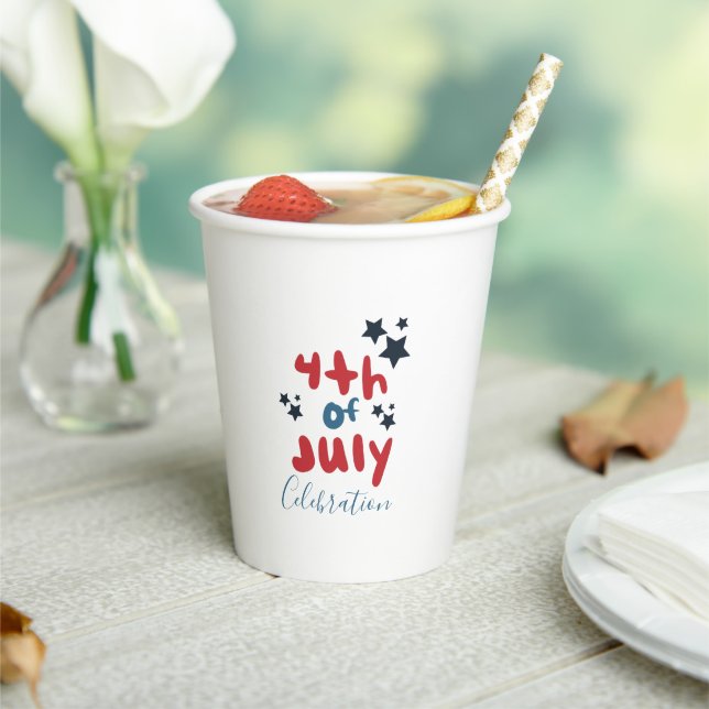  4th of July Stars BBQ  Party Hand Lettering    Paper Cups (Insitu)