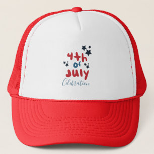  4th of July Stars BBQ  Party Hand Lettering   Trucker Hat