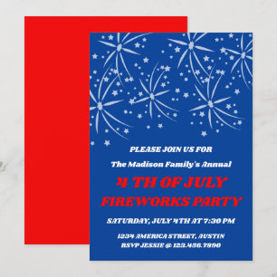 4th of July Stars & Fireworks Party Invitation
