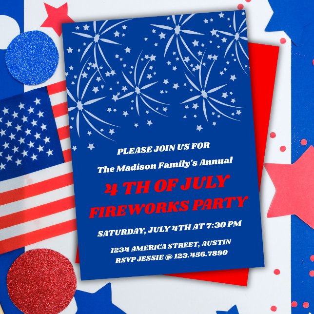 4th of July Stars & Fireworks Party Invitation (Creator Uploaded)