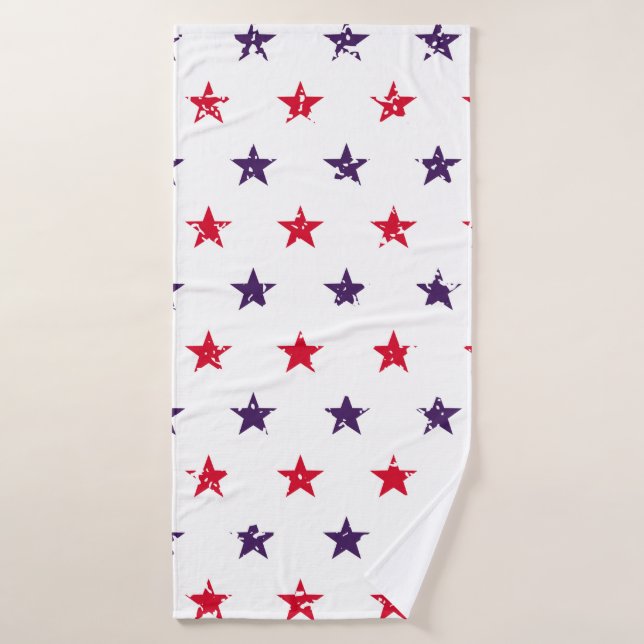 4th of July Stars Grunge Abstract Seamless Pattern Bath Towel (Bath Towel)