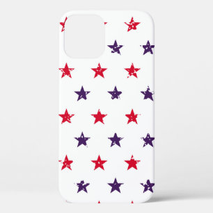 4th of July Stars Grunge Abstract Seamless Pattern iPhone 12 Case