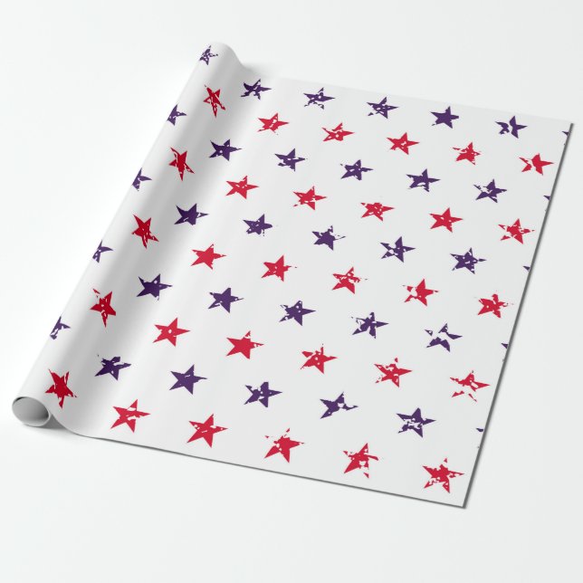 4th of July Stars Grunge Abstract Seamless Pattern Wrapping Paper (Unrolled)