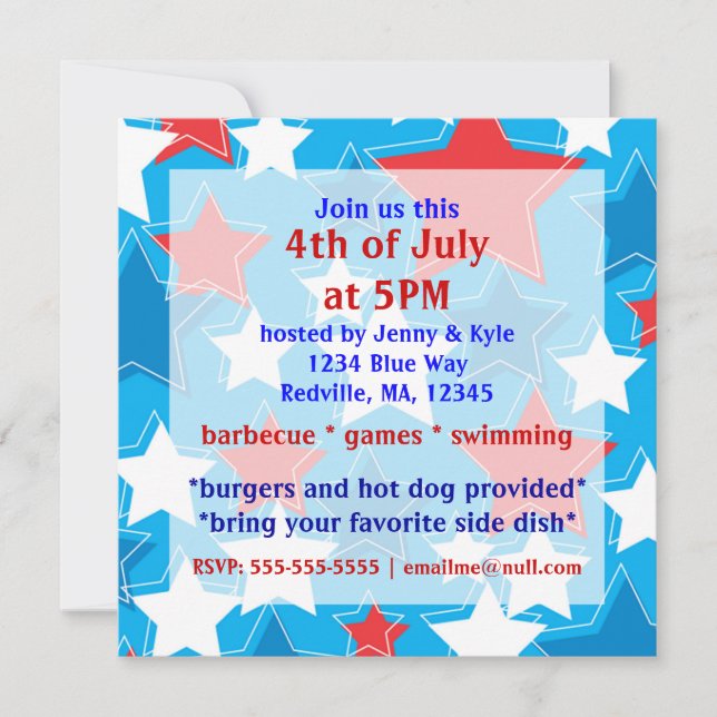 4th of July Stars Party Invitations (Front)