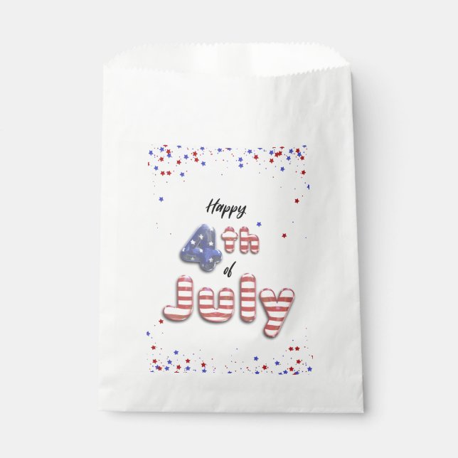 4th of July Stars Stripes Foil Balloons Favour Bags (Front)