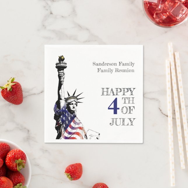 4th of July Statue of Liberty Family Reunion Napkin (Insitu)