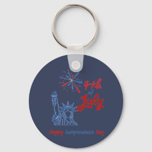 "4th of July" Statue of Liberty Fireworks Key Ring