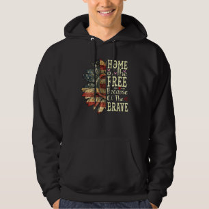 4th Of July Sunflower Home Of The Free Because Of  Hoodie