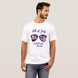 4th of July Sunglasses Celebrate Freedom Fireworks T-Shirt