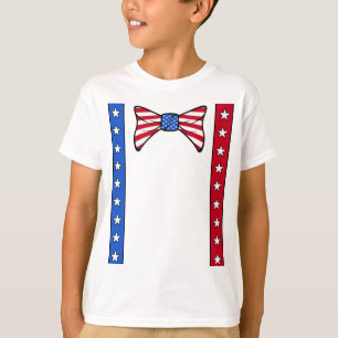 4th of July Suspenders and Bowtie American Flag T-Shirt