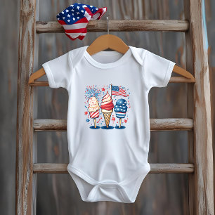 4th of July Sweet USA Ice Cream Baby Bodysuit 