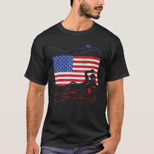 4th Of July Swimmer Aquatic Sport Athlete US Flag  T-Shirt