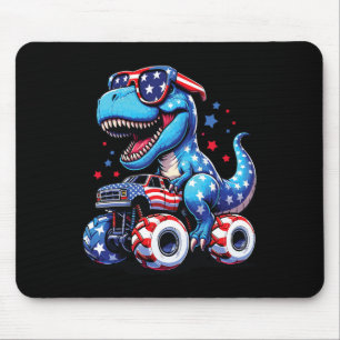 4th Of July T Rex Dino Trex Dinosaur Monster Truck Mouse Pad