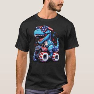 4th Of July T Rex Dino Trex Dinosaur Monster Truck T-Shirt