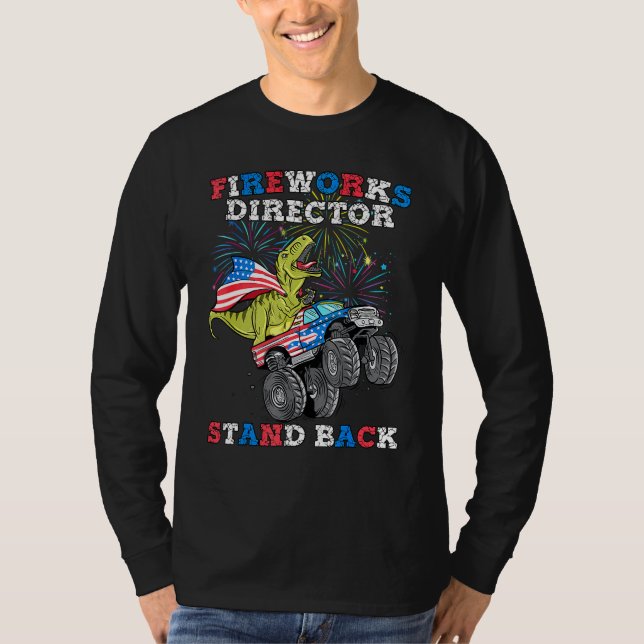 4th Of July T Rex Monster Truck Fireworks Director T-Shirt (Front)