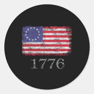 4th Of July T Shirt American Flag Betsy Ross 1776  Classic Round Sticker