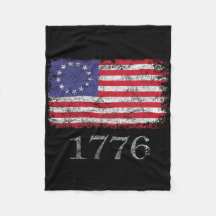 4th Of July T Shirt American Flag Betsy Ross 1776  Fleece Blanket
