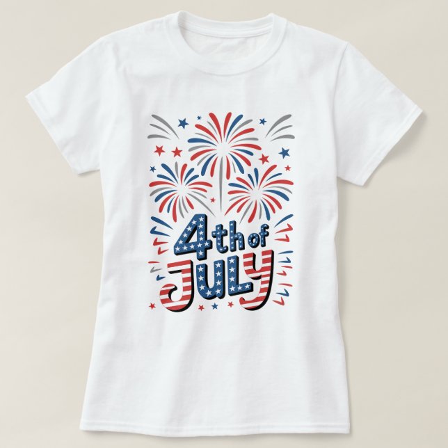 4th of July T-Shirt, USA Independence Day T-Shirt (Design Front)