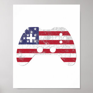 4th Of July T Shirt Video Game Gamer Kids Boys Men Poster