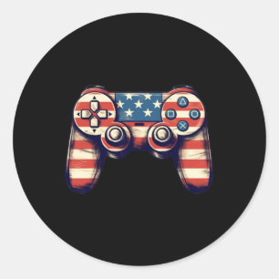 4th Of July T Shirt Video Game Kids Boys Men Classic Round Sticker