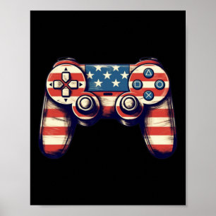 4th Of July T Shirt Video Game Kids Boys Men Poster