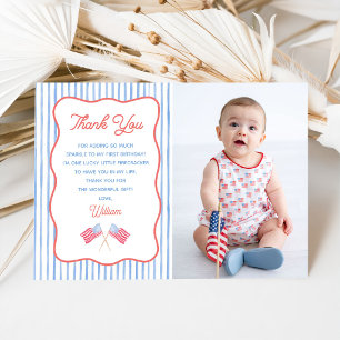 4th of July Themed Boy Birthday Thank You Card