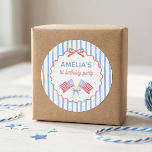 4th of July Themed Girl Birthday Sticker