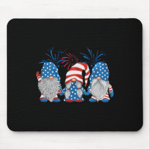 4th Of July Three Gnomes American Gnome Independen Mouse Pad