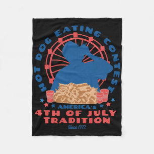 4th Of July Tradition Hot Dog Eating Contest Funny Fleece Blanket