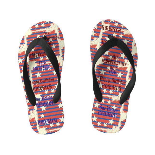 4th of July Trendy Patriotic Design Kid's Jandals (Footbed)