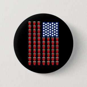 4th Of July Trendy Red Solo Cup Beer Pong Usa Flag 6 Cm Round Badge