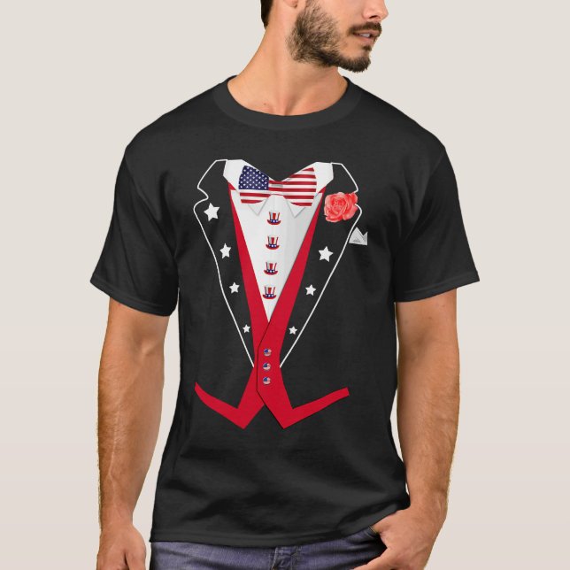 4th of July Tuxedo  American Patriotic Suit Boy Me T-Shirt (Front)