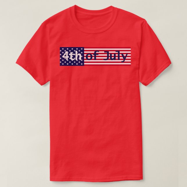 4th of July Typography on Stars and Stripes T-Shirt (Design Front)