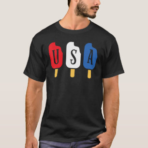 4th of July U S A Ice Cream Patriotic T-Shirt