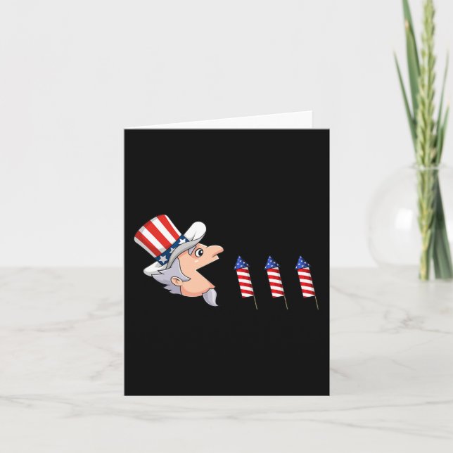4th Of July Uncle Sam American Fireworks Fun Boys  Card (Front)