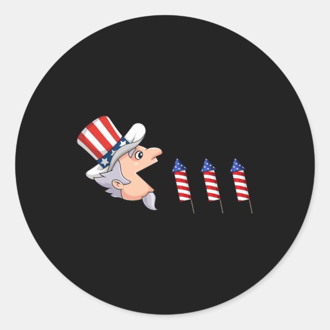 4th Of July Uncle Sam American Fireworks Fun Boys  Classic Round Sticker (Front)